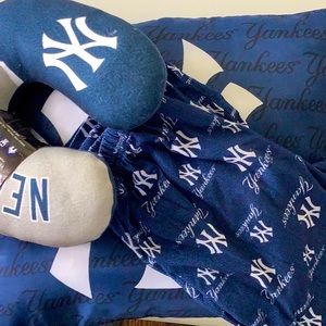 Yankees bundle. PJ bottoms, square pillow (NWT) and neck pillow (NWT)